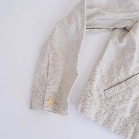 Vintage Ann Taylor Beige  40% Linen 60% Cotton Button Up Ligheightt Jacket XS - Picture 5 of 10